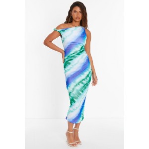 QUIZ Women's Ombre Mesh Asymmetric Neck Maxi Dress - 1 of 4