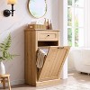 Tilt Out Laundry Hamper Cabinet, Farmhouse Laundry Storage Cabinet with Drawers, Hidden Trash Can Cabinet or Laundry Cabinet for Bathroom, Kitchen - 2 of 4
