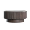 Sapphtopaz Modern Coffee Table with Faux Marble Pattern Stickers Round End Coffee Table Small Side Table for Living Room,Apartment,Dark Brown - 3 of 4