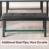 Industrial Dining Table Set for 4, 3-Piece Kitchen Table with 2 Upholstered Benches, Metal & Wood Rectangular Dining Set for Apartment - 2 of 4