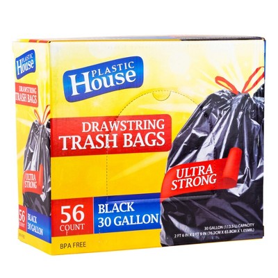 Strong Black Drawstring Trash Bags – Heavy-Duty Garbage Bags for Home and Office Use