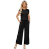 Womens Jumpsuits Front Knot Crewneck Romper Backless Cap Sleeve - 2 of 4