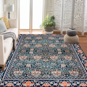 Acekool Area Rugs: Washable Non-Slip Boho Floral Carpet, Soft Low Pile Foldable Stain Resistant Rugs for Living Room, Bedroom, Home, Dining Room - 1 of 4
