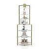 NicBex Bookcases for Living Room 4 Tier Asymmetrical Shelf Design Bookcase Display Storage Shelf with Rustic Wood and Metal Frame for Home - 4 of 4