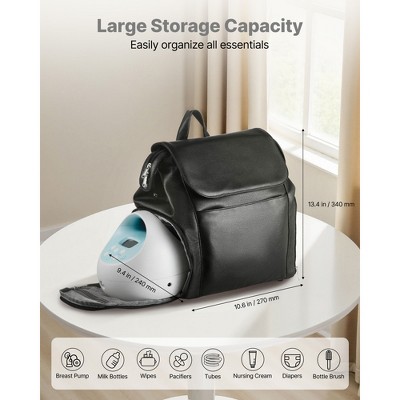 VEVOR Breast Pump Backpack, Breast Feeding Bag with Ice Pack, Fits for S1/S2, Pumping Accessories & Breastmilk Storage, Pump Carrying Case, Black — фото 5