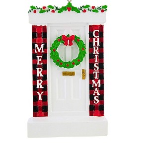 Polarx 4.5 Inch Plaid Merry Christmas Door Christmas Tree Ornament , Christmas Decor New Home First Home (1PC) - 1 of 4