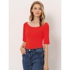 INSPIRE CHIC Women's Half Sleeves Scoop Neck Fitted Layering Soft T-Shirt - 2 of 4