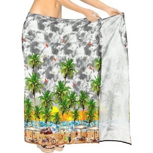 HAPPY BAY Women's Beachwear Summer Bikini Wrap Sarong Swim Cover Up Skirt Swimwear Swimsuit Beach Wraps Coverups for Women One Size Gray,Tree - 1 of 4