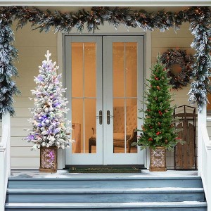 Whisen 4FT Prelit Artificial Christmas Tree with Glitter Base, LED Lights, 396 Tips, Red Berries & Pine Cones, PE/PVC Full Branches - 1 of 4