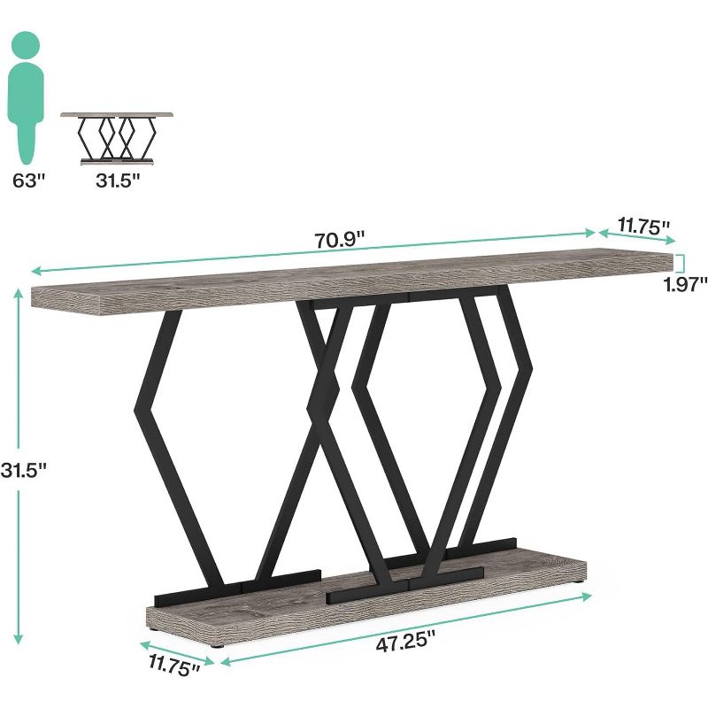 Tribesigns 70.9 Inch Extra Long Sofa Table, 3 of 6