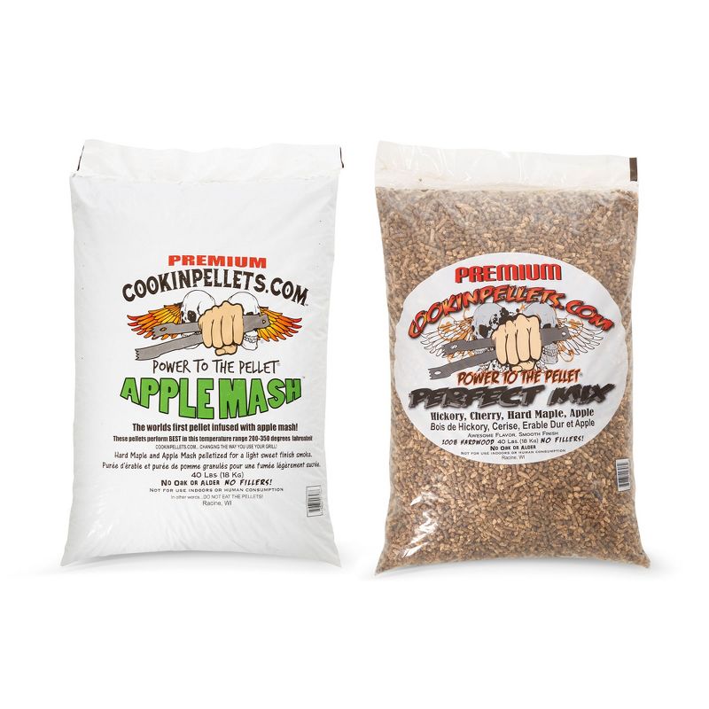 CookinPellets 40 Lb Perfect Mix Hickory, Cherry, Hard Maple, Apple Wood Pellets Bundle with Apple Mash Smoker Wood Pellets, 40 Pound Bag, 1 of 7