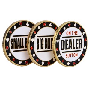 GSE Metal Texas Hold'em Poker Dealer, Small Blind, Big Blind Dealer Puck Buttons (Set of 3) - 1 of 4