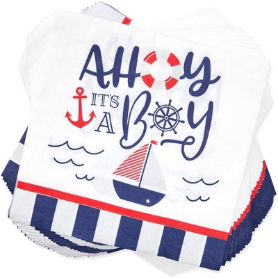 Nautical Blue and Red Baby Shower Party Set for Boys