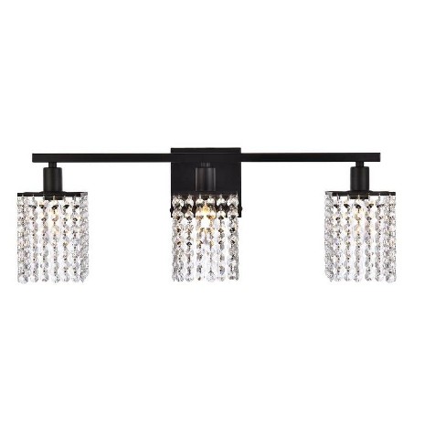 Elegant Lighting Phineas 3 lights bath sconce in black with clear crystals - image 1 of 4