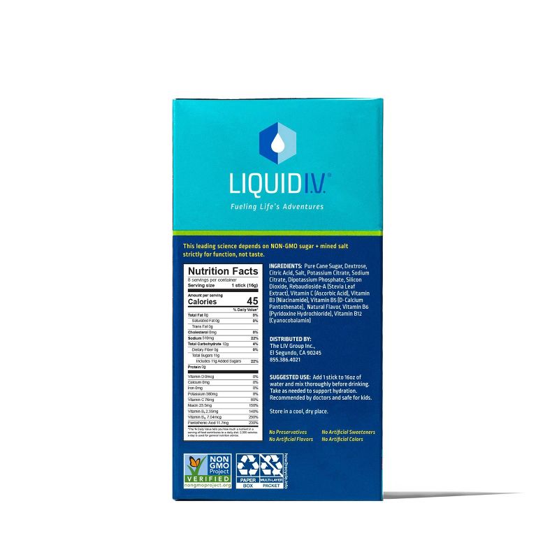 Liquid I.V. Hydration Multiplier Vegan Powder Electrolyte Supplements - Watermelon - 0.56oz each/10ct, 5 of 9