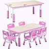 Kids Table and Chairs Set, Height Adjustable Desk with 6 Seats for Ages 2-10,Arts & Crafts Table, Graffiti Desktop, Non-Slip Legs, Max 300lbs - 2 of 4