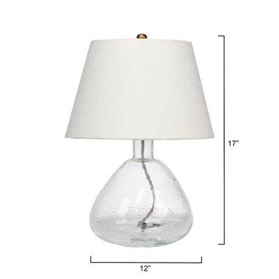 Clear Blown Glass Table Lamp with White Linen Shade