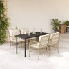 vidaXL 5 Piece Garden Dining Set with Cushions Beige Poly Rattan Outdoor Furniture Rectangular Table Comfortable Chairs for Patio Or Balcony - 2 of 4