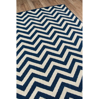 Nautical Luxe Blue Outdoor Chevron Runner Rug 27" x 6"