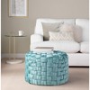 Sapphtopaz Modern Braided Ottoman with Velvet Upholstered Versatile Pouf Small Foot Stool Foam Shoe Bench for Living Room, Entryway - 3 of 4