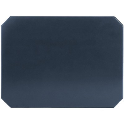 Navy Modern Glam One Drawer Nightstand with Silver Hardware