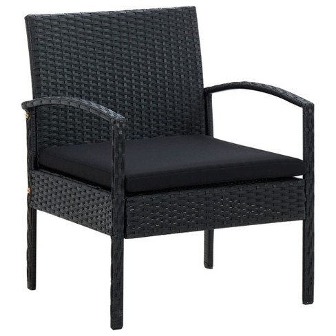 Garden Chair with Cushion in Polyrattan Black - image 1 of 4