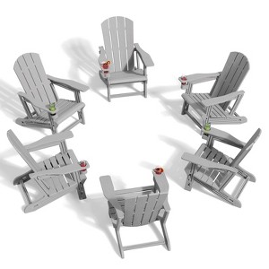 NAYSAYE Patio Chaise Lounge Adirondack Chair 6-Piece Foldable Recliner with Cup Holder 400 LBS Capacity for Backyard Garden, 22.3"*30"*36.4" - 1 of 4
