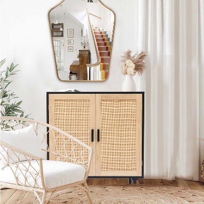 Black and Brown Wood 2-Door Freestanding Storage Cabinet