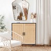 LuxenHome Black and Brown Wood 2-Door Storage Cabinet - 4 of 4