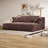 77.8" Oversized Corduroy Double Chaise Lounge Cloud Plush Sofa Bed with Throw Pillows - 2 of 4