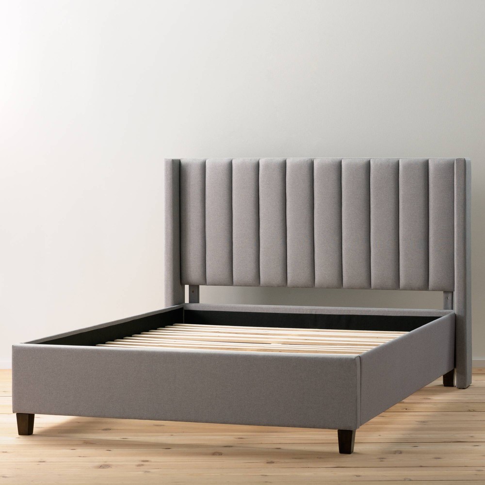 Photos - Bed Full Adele Vertical Upholstered Wingback  Stone - Brookside Home: Moder