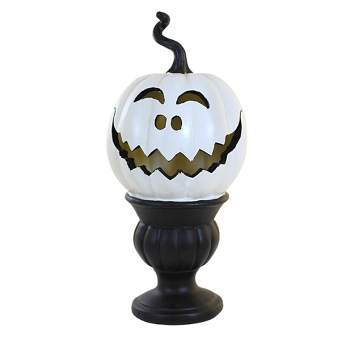 Transpac Pedestal Pumpkin  -  One Lighted Figurine 10.75 Inches -   -  Th00585  -  Polyresin  -  Multicolored
