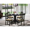 Kitchen Dining Set 5 Piece Table & Chairs - Round Pedestal Table with Linen Upholstered Seats - 2 of 4