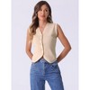 Allegra K Women's Sleeveless Sweater V Neck Cropped Button Up Casual Knit Tank Top - 4 of 4