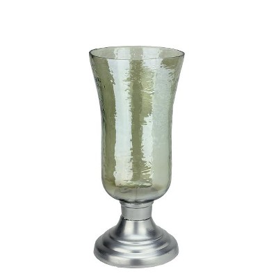 Northlight 15.5" Decorative Golden Luster Hurricane Pillar Candle Holder with Silver Base