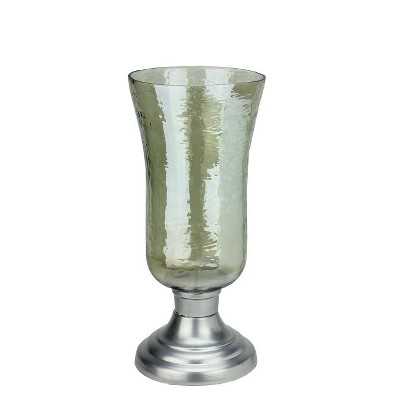 Northlight 15.5" Decorative Golden Luster Hurricane Pillar Candle Holder with Silver Base