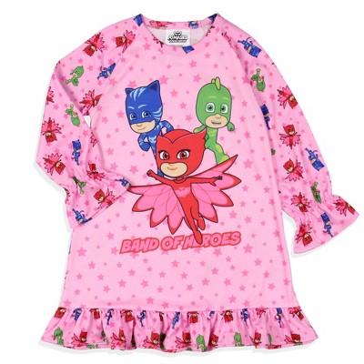 PJ Masks Toddler Girls' Gekko Catboy Owlette Characters Pajama Dress Nightgown Pink