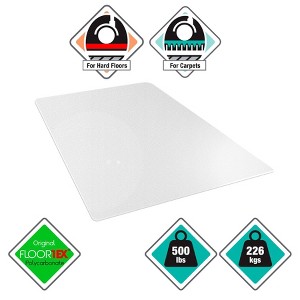 Floortex - 46"x60" Megamat Extra Thick Chair Mat for Hard Floors & Carpets Clear - 1 of 4