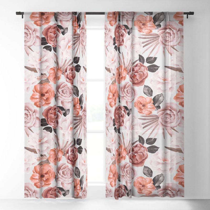 Marta Barragan Camarasa Terracotta Flowered Garden Single Panel Sheer Window Curtain - Deny Designs, 2 of 7