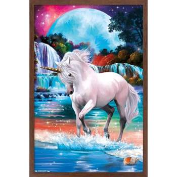 Trends International Pd Moreno - Fine Art - Unicorn Framed Wall Poster  Prints Barnwood Framed Version 22.375 X 34 : Target