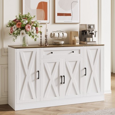 Vividwood 55" Modern Farmhouse Buffet – Large Storage Sideboard with Drawer Coffee Bar Credenza