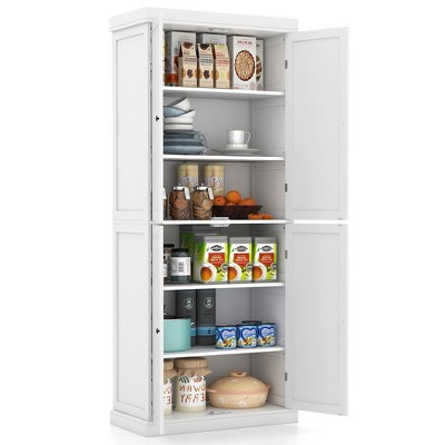 Tangkula 72.5" Kitchen Pantry w/4 Door 6-Tier Shelves Freestanding Modern Storage
