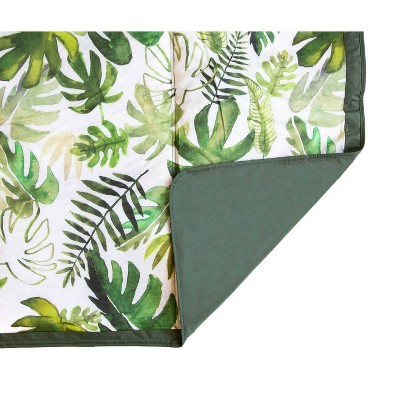 Tropical Leaf Green and White 5' x 5' Outdoor Blanket