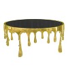Royal Hampton Coffee Table | 36 Inch Round Glass Top | Melting Drip Design | Antique Gold - 3 of 4