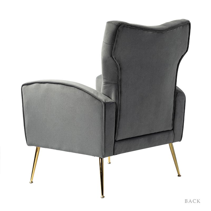 Raphael Velvet Tufted  Upholstered  Wingback Chair Accent Wingback silhouette with diamond button tufting   | Karat Home, 6 of 13