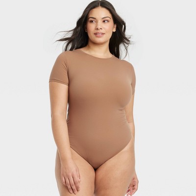 Women's 4-way Stretch Short Sleeve Bodysuit - Auden™ Brown Xxl : Target