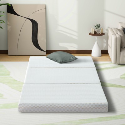 Dyonery 6 Inch Foldable Mattress,Full Size Trifold Mattress Folding Bed,Memory Foam Floor Sleeping Mattress, Silver Golden