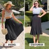 Women's Polka Dot Maxi Skirt - High Waist Pleated Midi Swing Skirt with Pockets for Beach & Cruise Solid Black - 2 of 4