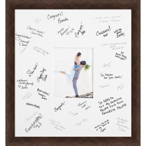 Warm Walnut Signature Mat Picture Frame – Guest Book Alternative for Weddings, Graduations, or Retirement – Autograph Photo Mat for Signature Board - 1 of 4