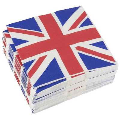 Juvale 100-Pack UK Flag Disposable Paper Napkins Birthday Party Supplies 13x13"